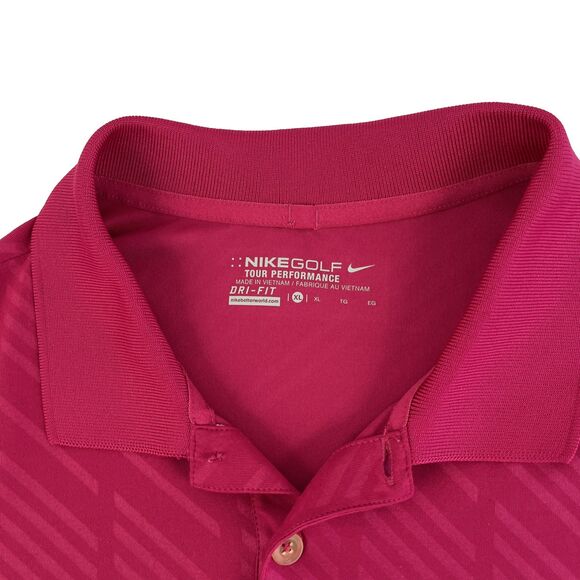 Mens Nike Golf Tour Performance Pink Short Sleeve Polo Shirt Size XL Dri-Fit - Picture 2 of 6